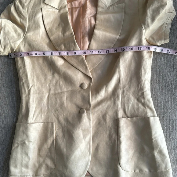 Vintage Guy Laroche Paris Cotton & silk blazer short sleeve cream size small - Picture 4 of 12
